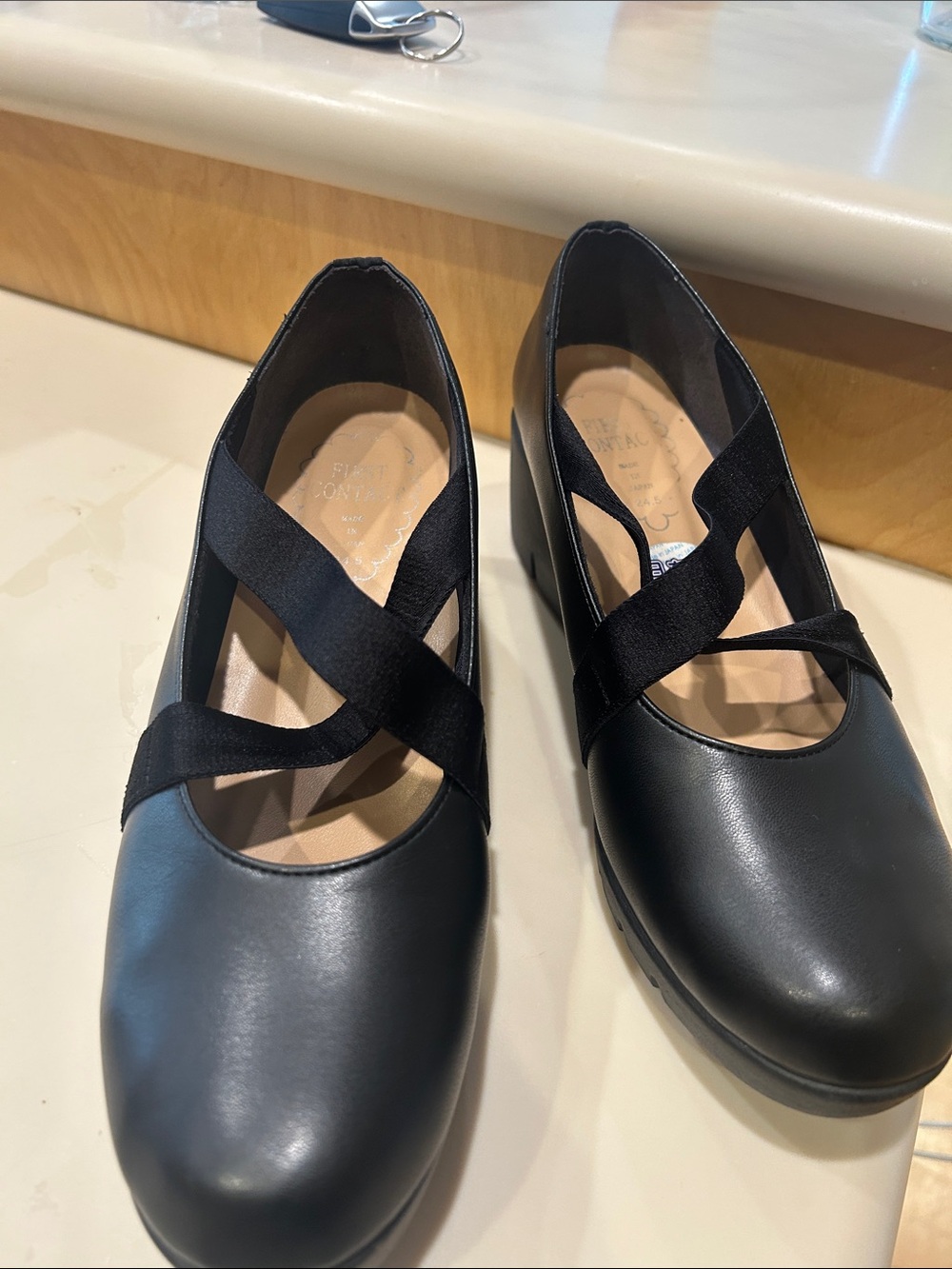 Classic Black Cross-Strap Comfort Flats